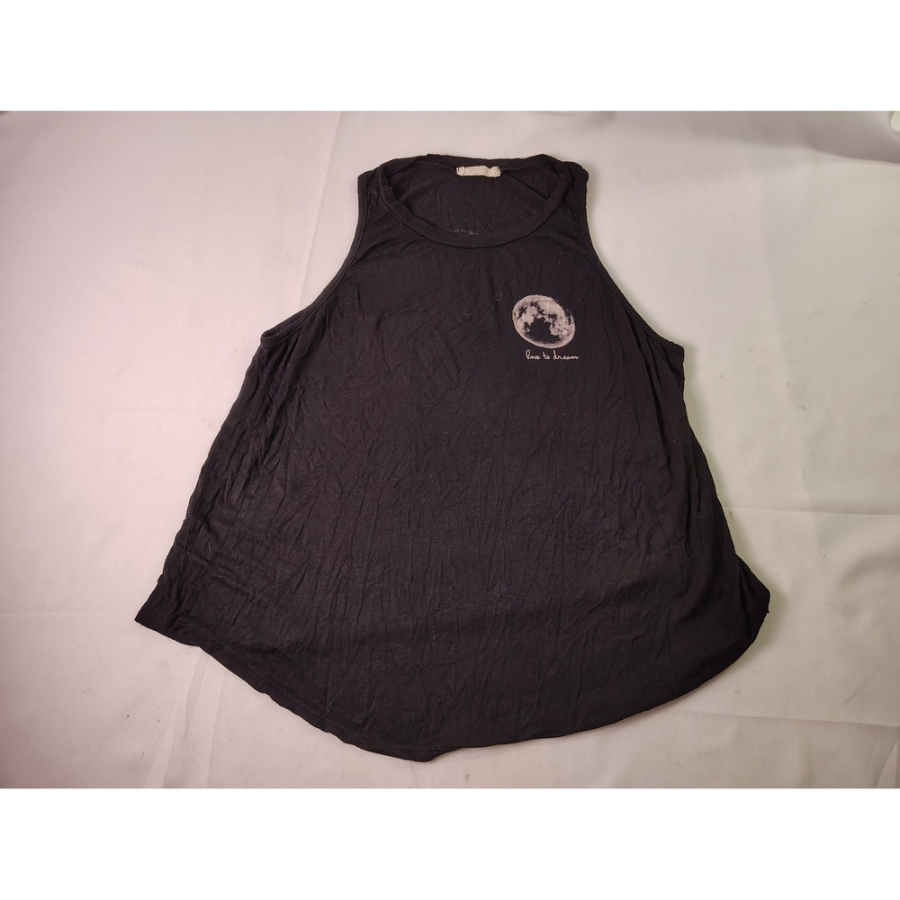 Moonchild Womens Large Black Love To Dream Moon Graphic Tank Top Sleeveless